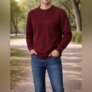 G.H. Bass Co Burgundy Crewneck Sweater Mens Large Classic Pullover